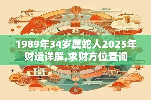 1989年34岁属蛇人2025年财运详解,求财方位查询