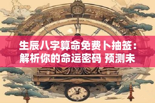 生辰八字算命免费卜抽签：解析你的命运密码 预测未来运势！
