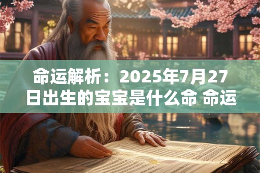 命运解析：2025年7月27日出生的宝宝是什么命 命运好吗