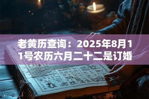 老黄历查询：2025年8月11号农历六月二十二是订婚吉日吗