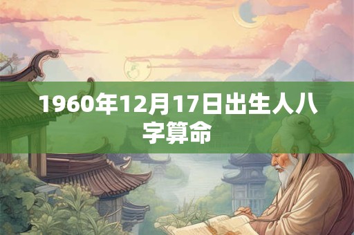 1960年12月17日出生人八字算命