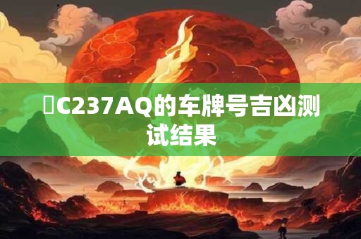 魯C237AQ的车牌号吉凶测试结果