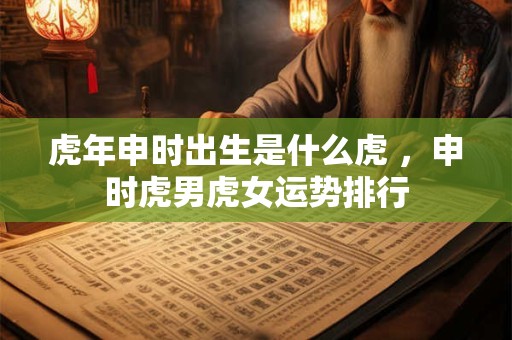 虎年申时出生是什么虎 ，申时虎男虎女运势排行