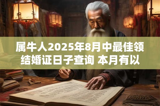 属牛人2025年8月中最佳领结婚证日子查询 本月有以下好日子