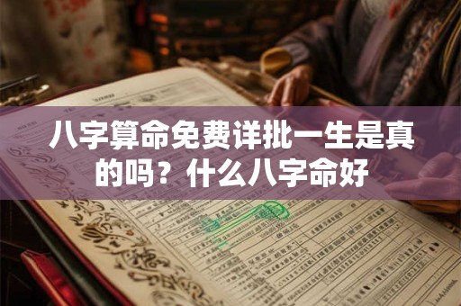 八字算命免费详批一生是真的吗？什么八字命好