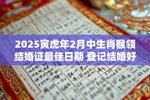 2025寅虎年2月中生肖猴领结婚证最佳日期 登记结婚好日子