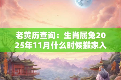 老黄历查询：生肖属兔2025年11月什么时候搬家入宅好