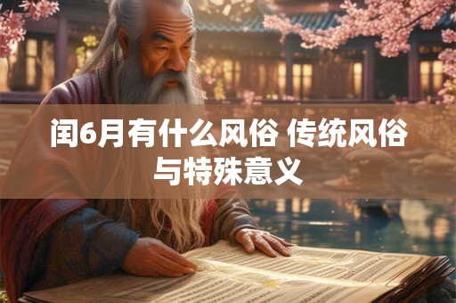 闰6月有什么风俗 传统风俗与特殊意义