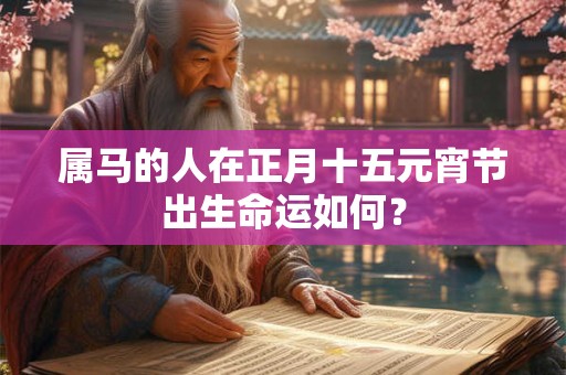 属马的人在正月十五元宵节出生命运如何？