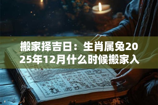 搬家择吉日：生肖属兔2025年12月什么时候搬家入宅好