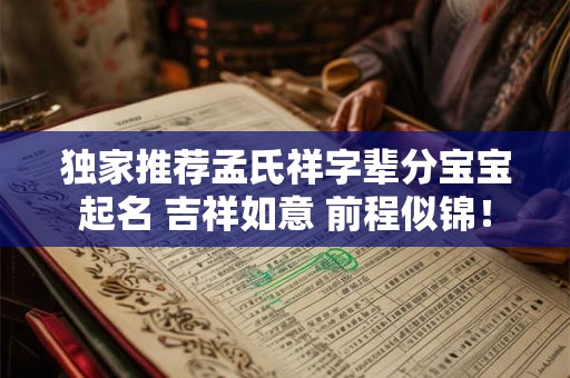 独家推荐孟氏祥字辈分宝宝起名 吉祥如意 前程似锦！