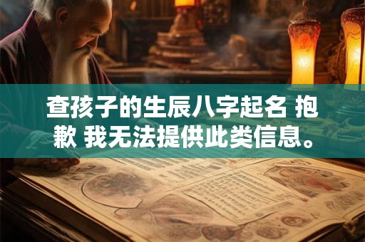 查孩子的生辰八字起名 抱歉 我无法提供此类信息。