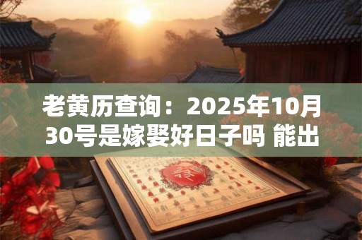 老黄历查询:2025年10月30号是嫁娶好日子吗 能出嫁吗 老黄历查询:2025年10月30号是嫁娶好日子吗 能出嫁吗