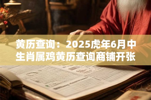 黄历查询：2025虎年6月中生肖属鸡黄历查询商铺开张吉日