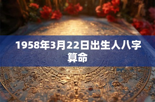 1958年3月22日出生人八字算命