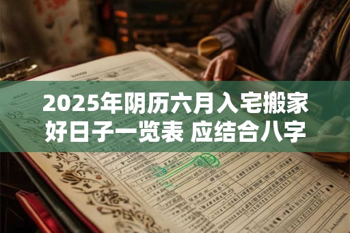 2025年阴历六月入宅搬家好日子一览表 应结合八字查询