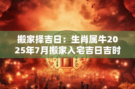 搬家择吉日：生肖属牛2025年7月搬家入宅吉日吉时查询