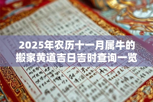 2025年农历十一月属牛的搬家黄道吉日吉时查询一览表