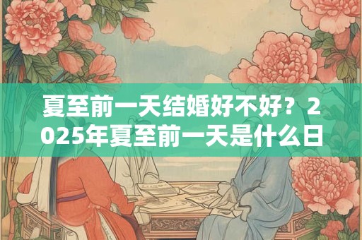 夏至前一天结婚好不好？2025年夏至前一天是什么日子？