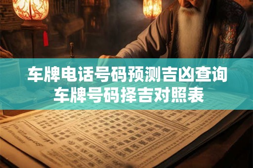 车牌电话号码预测吉凶查询 车牌号码择吉对照表