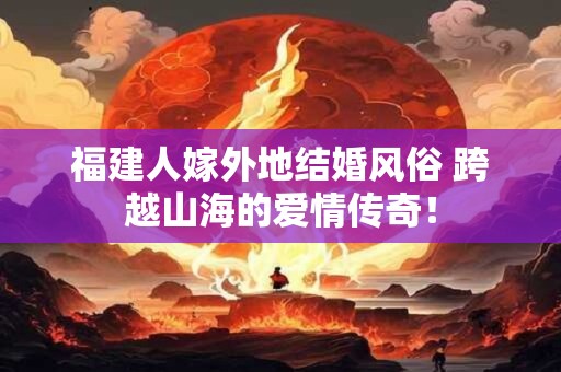 福建人嫁外地结婚风俗 跨越山海的爱情传奇！