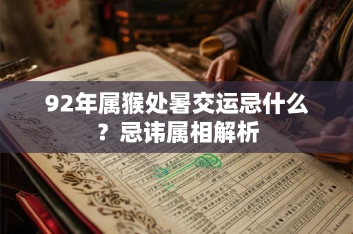 92年属猴处暑交运忌什么？忌讳属相解析
