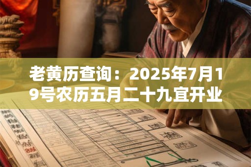 老黄历查询：2025年7月19号农历五月二十九宜开业吗