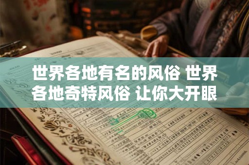 世界各地有名的风俗 世界各地奇特风俗 让你大开眼界！