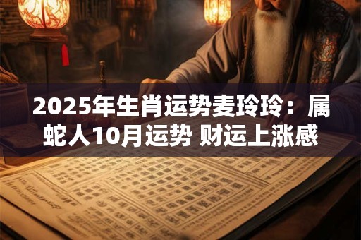 2025年生肖运势麦玲玲：属蛇人10月运势 财运上涨感情升温