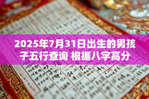 2025年7月31日出生的男孩子五行查询 根据八字高分起名