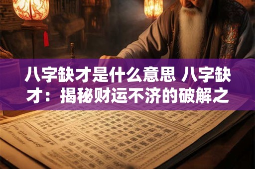 八字缺才是什么意思 八字缺才：揭秘财运不济的破解之道