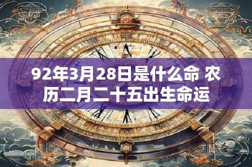 92年3月28日是什么命 农历二月二十五出生命运