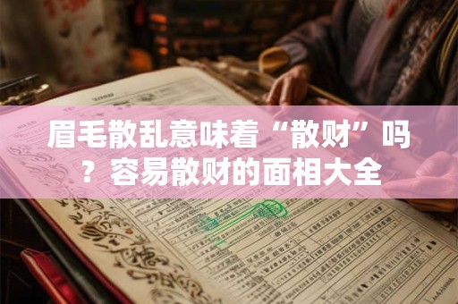 眉毛散乱意味着“散财”吗？容易散财的面相大全