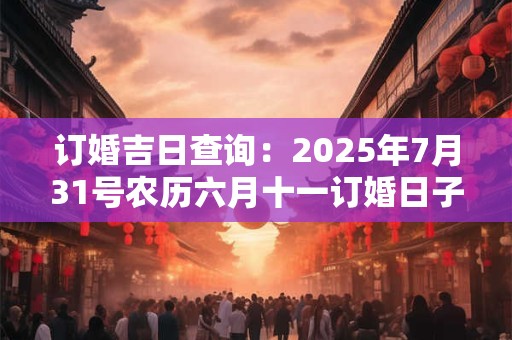 订婚吉日查询:2026年7月31号农历六月十一订婚日子好吗 订婚吉日查询:2026年7月31号农历六月十一订婚日子好吗