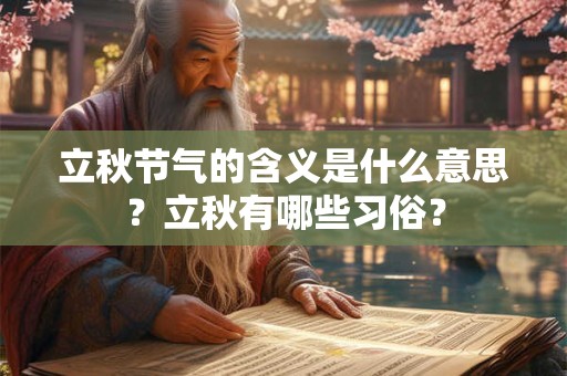 立秋节气的含义是什么意思？立秋有哪些习俗？
