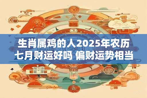 生肖属鸡的人2025年农历七月财运好吗 偏财运势相当旺盛
