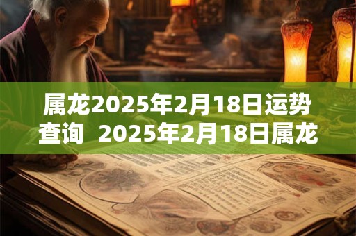 属龙2025年2月18日运势查询  2025年2月18日属龙人运势