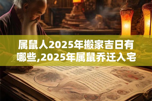 属鼠人2025年搬家吉日有哪些,2025年属鼠乔迁入宅的黄道吉日