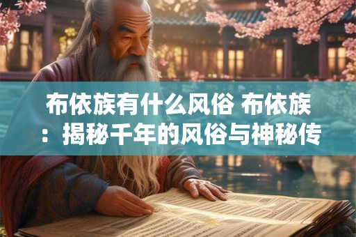 布依族有什么风俗 布依族：揭秘千年的风俗与神秘传统