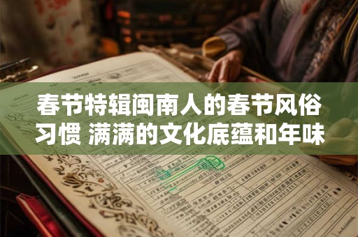 春节特辑闽南人的春节风俗习惯 满满的文化底蕴和年味！