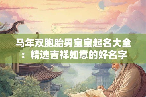 马年双胞胎男宝宝起名大全：精选吉祥如意的好名字