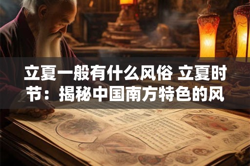 立夏一般有什么风俗 立夏时节：揭秘中国南方特色的风俗传统