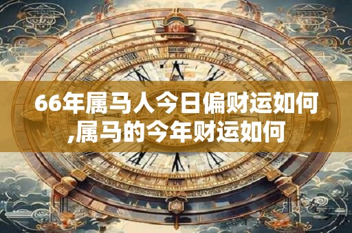 66年属马人今日偏财运如何,属马的今年财运如何