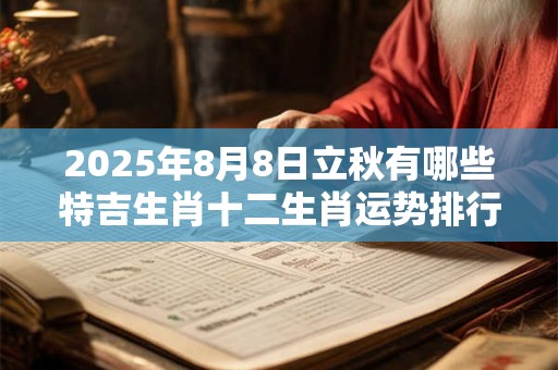 2025年8月8日立秋有哪些特吉生肖十二生肖运势排行