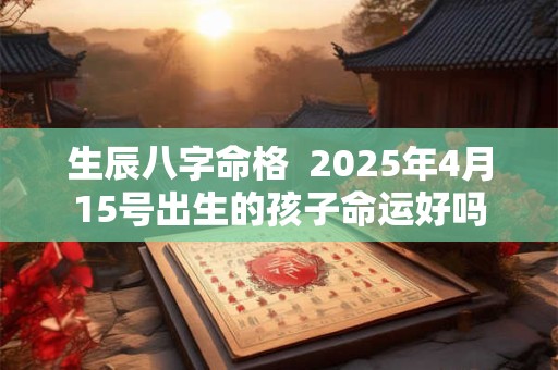 生辰八字命格  2025年4月15号出生的孩子命运好吗