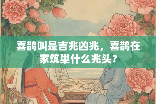 喜鹊叫是吉兆凶兆,喜鹊在家筑巢什么兆头? 喜鹊叫是吉兆凶兆,喜鹊在家筑巢什么兆头?