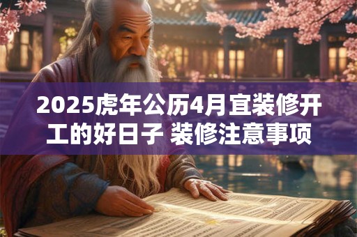 2025虎年公历4月宜装修开工的好日子 装修注意事项