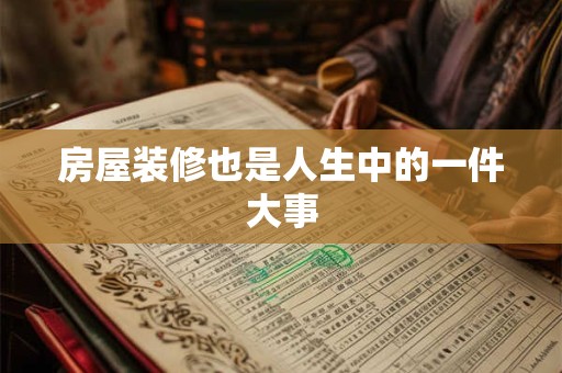 房屋装修也是人生中的一件大事 房屋装修也是人生中的一件大事