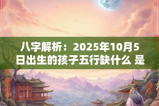 八字解析：2025年10月5日出生的孩子五行缺什么 是什么命