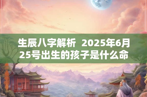 生辰八字解析  2025年6月25号出生的孩子是什么命